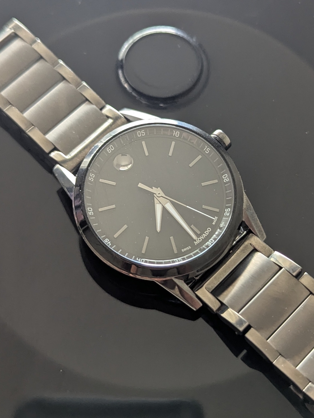 Movado Men's Black Dial Silver-Tone Bracelet Watch - Picture 3 of 16